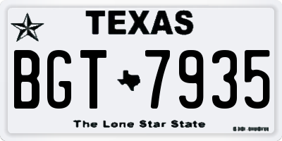 TX license plate BGT7935