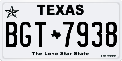 TX license plate BGT7938