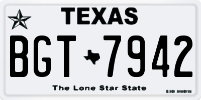 TX license plate BGT7942