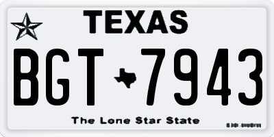 TX license plate BGT7943