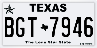 TX license plate BGT7946