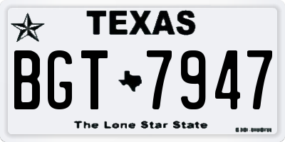 TX license plate BGT7947