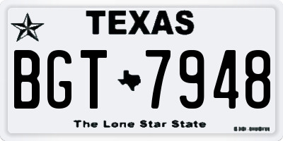 TX license plate BGT7948