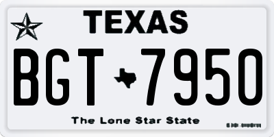 TX license plate BGT7950
