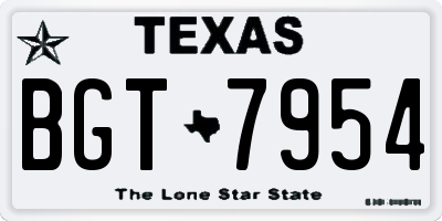 TX license plate BGT7954
