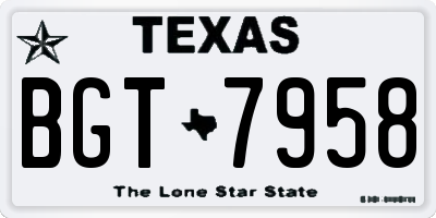 TX license plate BGT7958