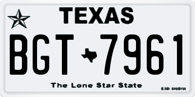 TX license plate BGT7961