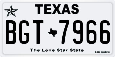 TX license plate BGT7966