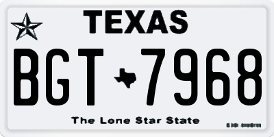 TX license plate BGT7968