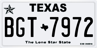 TX license plate BGT7972