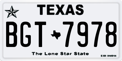 TX license plate BGT7978