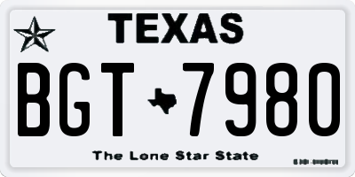 TX license plate BGT7980