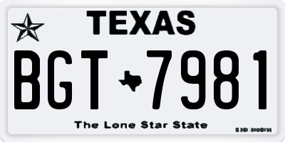 TX license plate BGT7981