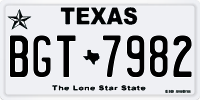 TX license plate BGT7982