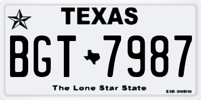 TX license plate BGT7987