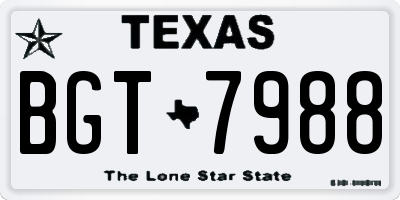 TX license plate BGT7988