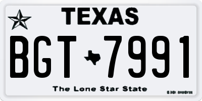 TX license plate BGT7991