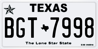 TX license plate BGT7998