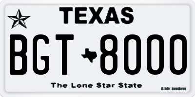 TX license plate BGT8000