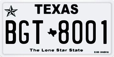TX license plate BGT8001