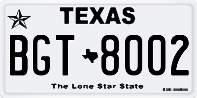 TX license plate BGT8002