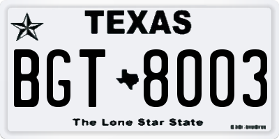 TX license plate BGT8003