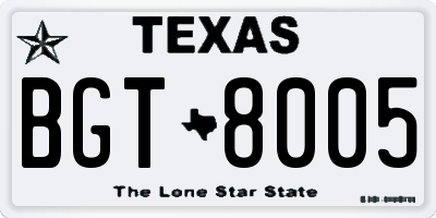 TX license plate BGT8005