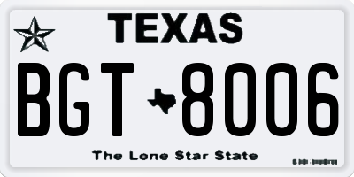 TX license plate BGT8006
