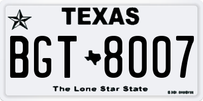 TX license plate BGT8007