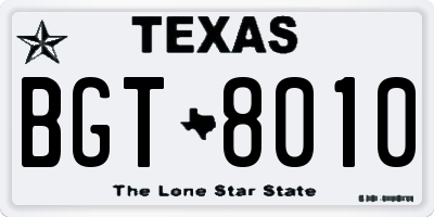 TX license plate BGT8010