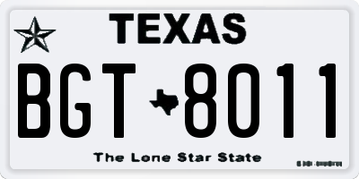 TX license plate BGT8011