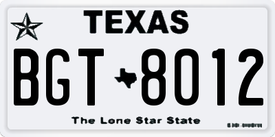 TX license plate BGT8012