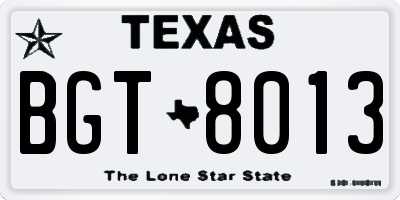 TX license plate BGT8013