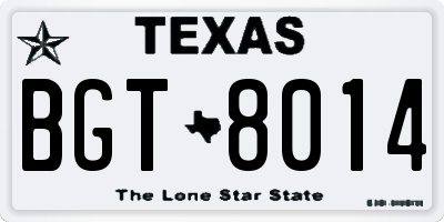 TX license plate BGT8014