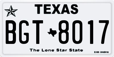 TX license plate BGT8017