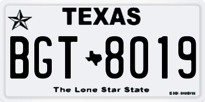 TX license plate BGT8019