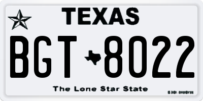 TX license plate BGT8022