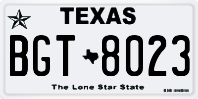 TX license plate BGT8023