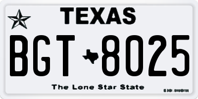 TX license plate BGT8025