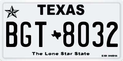 TX license plate BGT8032