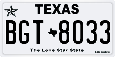 TX license plate BGT8033