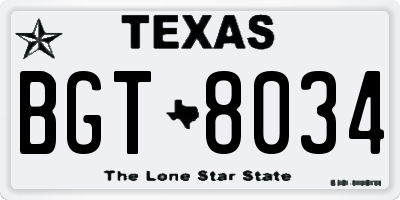 TX license plate BGT8034