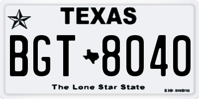 TX license plate BGT8040