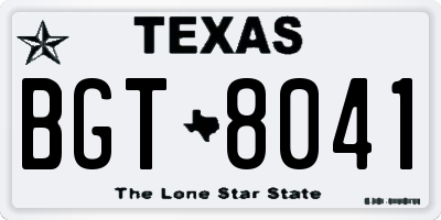 TX license plate BGT8041