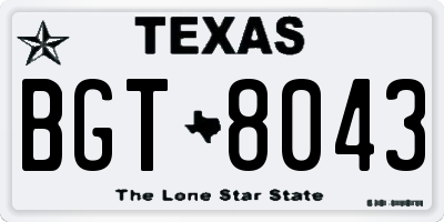 TX license plate BGT8043