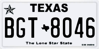 TX license plate BGT8046