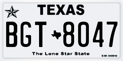 TX license plate BGT8047