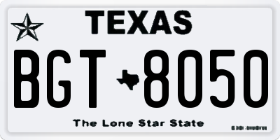 TX license plate BGT8050