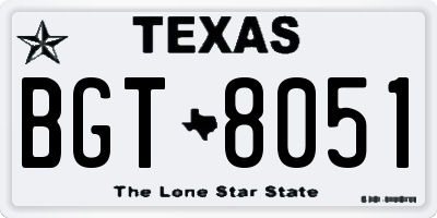 TX license plate BGT8051