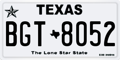 TX license plate BGT8052